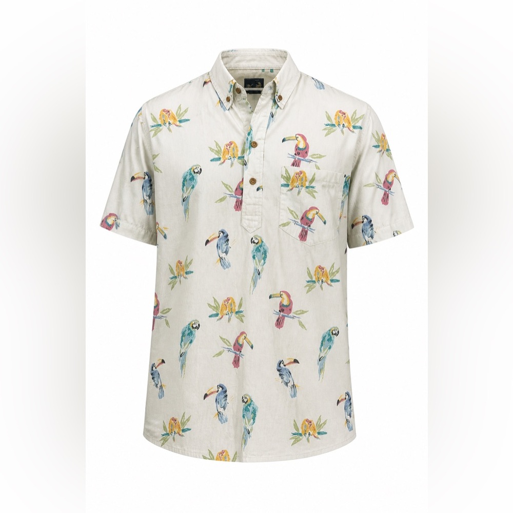 The Nutter by Chubbies Mens XL Tropical Bird Hawaiian Shirt Made In USA